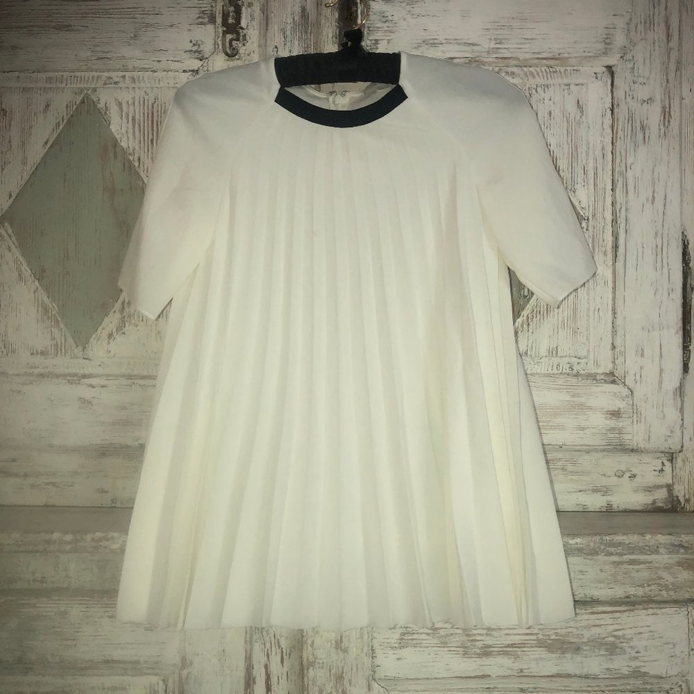 COS white short sleeved pleated blouse Size XS/S